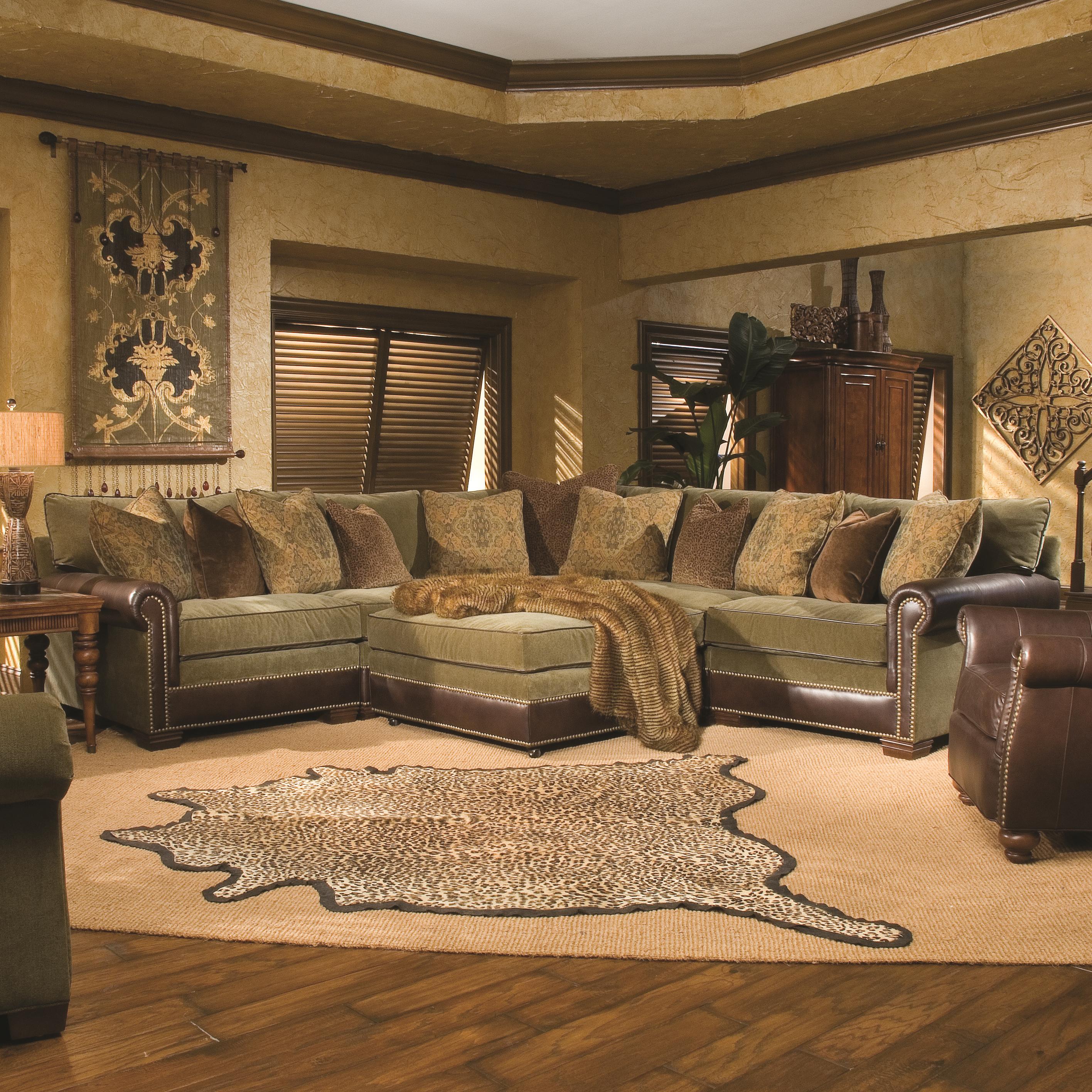 Huntington House 7107 Traditional Sectional Sofa with Nailhead Trim